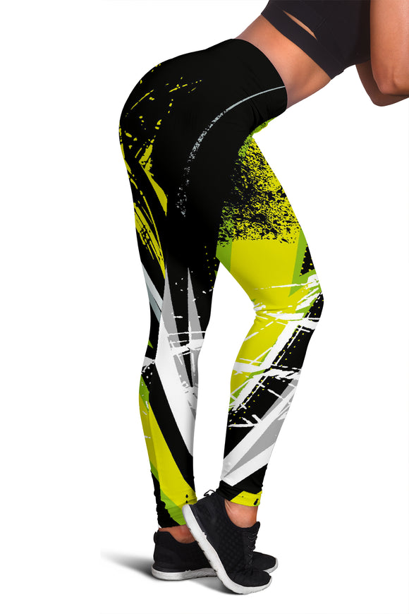 Black & Yellow Racing Style Women's Leggings