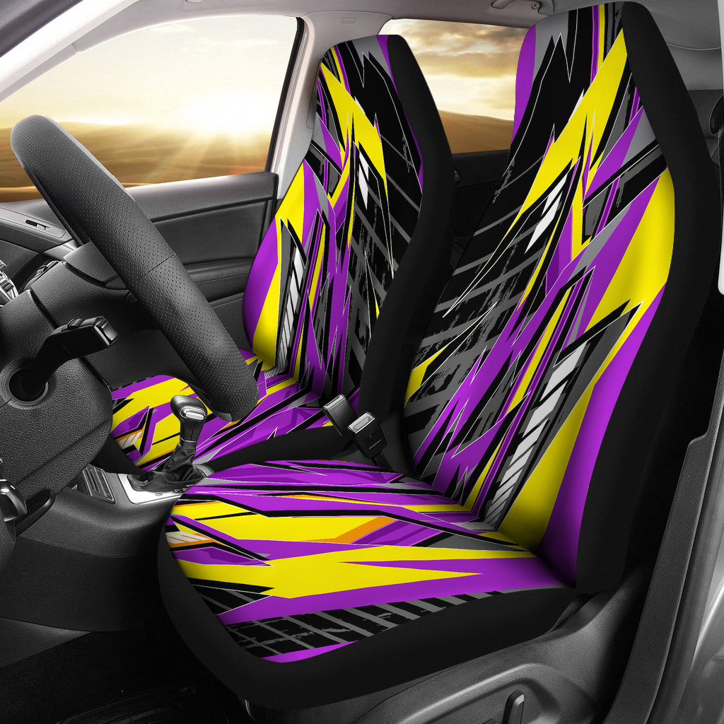 Leather and Mesh Universal Fit Car Seat Covers Black and Purple