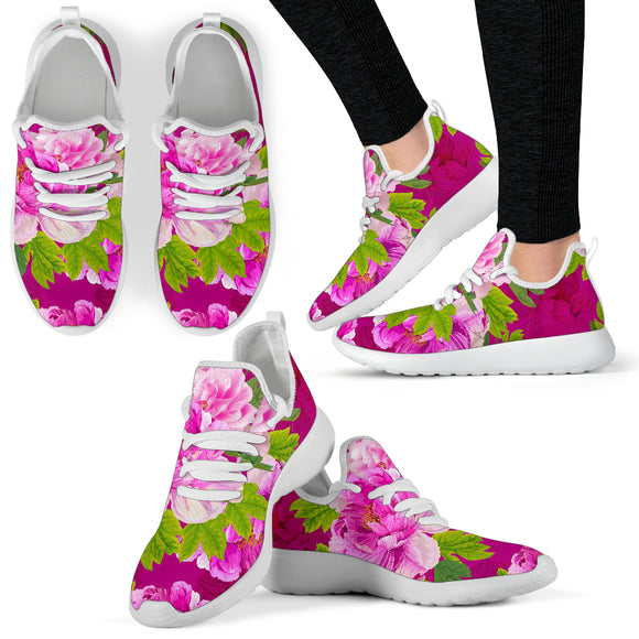 Pink Peony Lovers Mesh Knit Sneakers