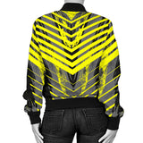 Racing Style Grey & Yellow Stripes Vibes Women's Bomber Jacket