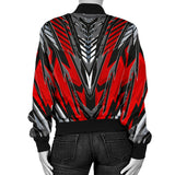 Racing Style Wild Red & Grey Colorful Vibe Women's Bomber Jacket