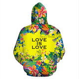 Luxury Floral - Tropical design Style Hoodie with Quote by Emotions. LOVE IS LOVE