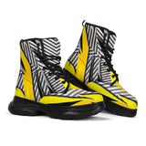 Racing Style Yellow & Grey Stripes Vibes Chunky Boots
