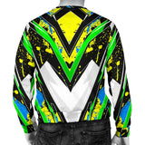 Racing Style White & Yellow & Neon Green Splash Vibe Men's Sweater