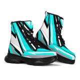 Racing Style Ice Blue & White Chunky Boots