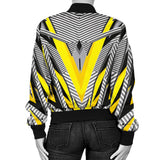 Racing Style Yellow & Grey Stripes Vibes Women's Bomber Jacket