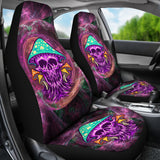 Rave Psychedelic Design With Violet Skull & Mushrooms Car Seat Cover