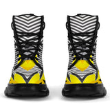 Racing Style Yellow & Grey Stripes Vibes Chunky Boots