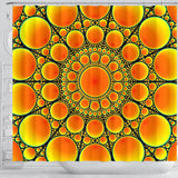 Neon Orange Sun Shower Curtain