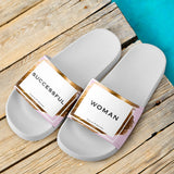SUCCESSFUL WOMAN Design With Gold Stripes Slide Sandals