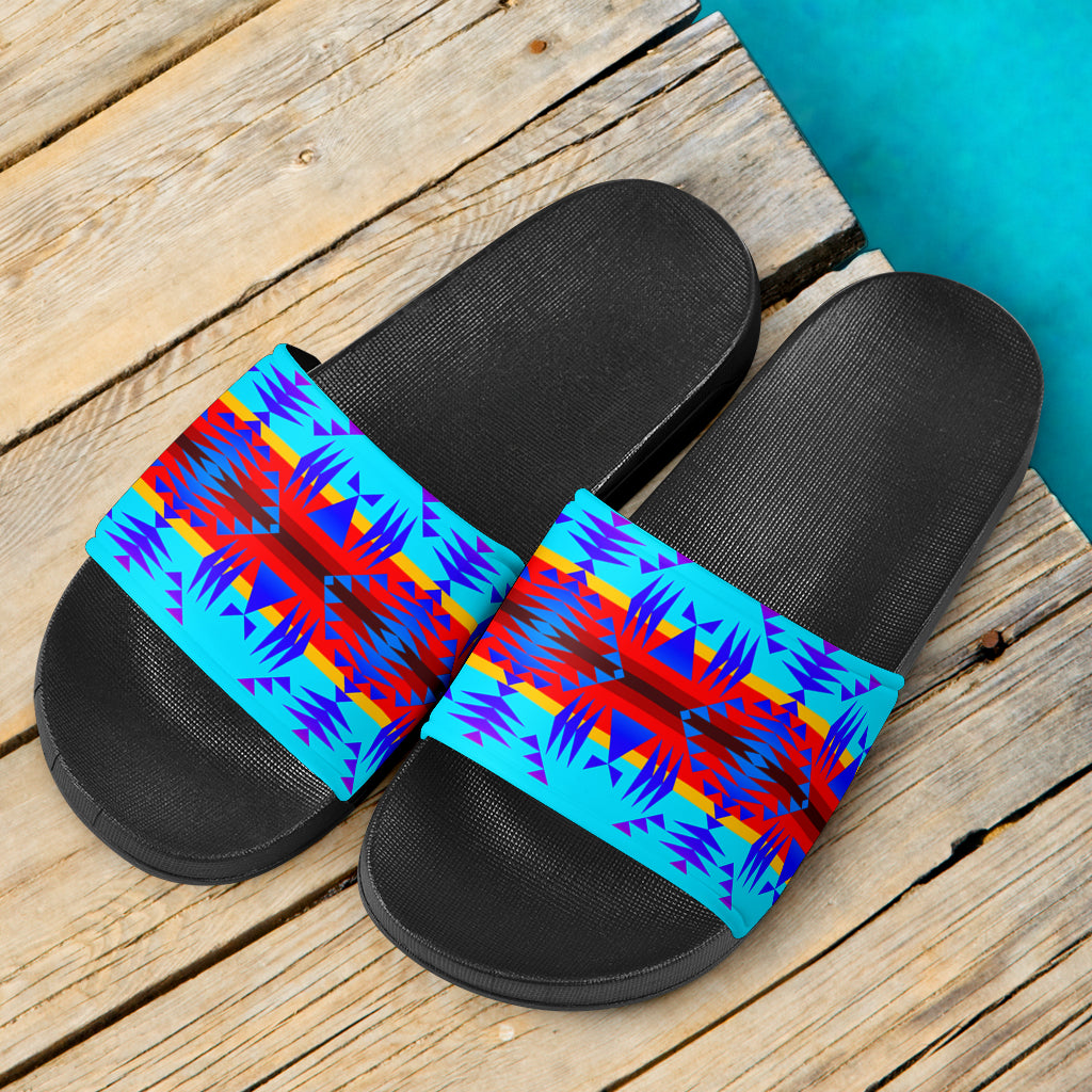 Black Fire Winter Sunset Slide Sandals
