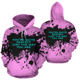 Luxury Pink design Style Hoodie with Quote by Genres. You are perfect
