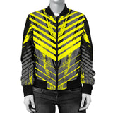 Racing Style Grey & Yellow Stripes Vibes Women's Bomber Jacket