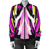 Racing Style Pink & White Colorful Vibe Women's Bomber Jacket
