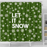 Let It Snow Green Shower Curtain