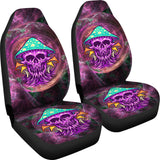 Rave Psychedelic Design With Violet Skull & Mushrooms Car Seat Cover