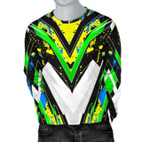 Racing Style White & Yellow & Neon Green Splash Vibe Men's Sweater