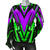 Racing Style Purple & Neon Green Splash Vibe Women's Sweater