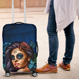 Turquoise Skull Luggage Cover