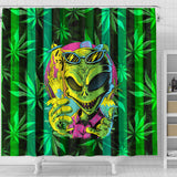 Alien In the Bathroom on Good Vibes - Perfect Home Decor for Cannabis Lover - Shower Curtain