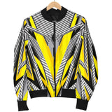 Racing Style Yellow & Grey Stripes Vibes Women's Bomber Jacket