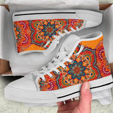 Orange Mandala White Style High Top Shoe