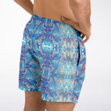 Light Blue Marble Exclusive Design on Swim Trunks for Men's