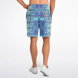 Light Blue Marble Exclusive Design on Men's Luxury Long Shorts