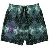 Light Emerald Green Marble Exclusive Design on Men's Luxury Long Shorts