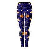 Geometric Luxury Golden Pattern with Dark Blue Snake Skin Design Leggings