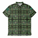 Dark Camouflage Design with Ornamental Old School Pattern with Fake Tartan Exclusive Golf Polo Shirt