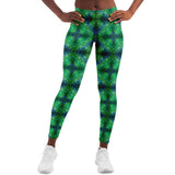 Army Camouflage Design With Green and Light Blue Shibori Tie Dye Vibes Pattern Leggings