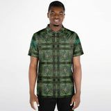 Dark Camouflage Design with Ornamental Old School Pattern with Fake Tartan Exclusive Golf Polo Shirt