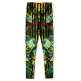 Funky Colorful Design of Statue with Geometric Hiden Pattern Leggings