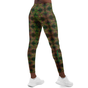 Army Camouflage Design With Colorful Shibori Tie Dye Vibes Pattern Leggings