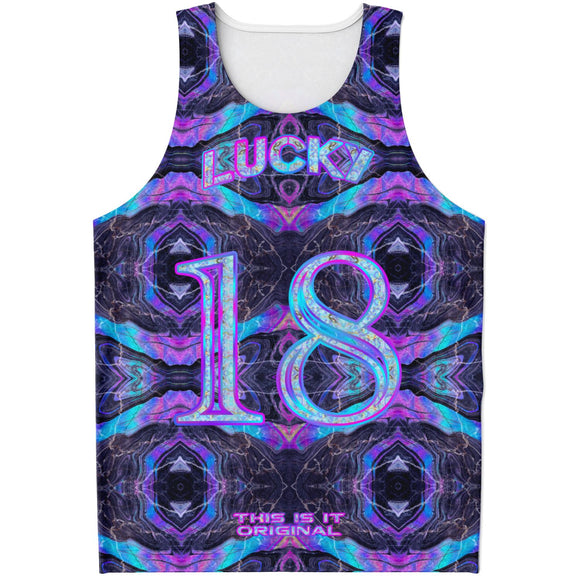Neon Colors with Black Marble and Galaxy Design on Unisex Tank Top