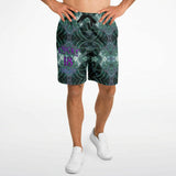 Light Emerald Green Marble Exclusive Design on Men's Luxury Long Shorts