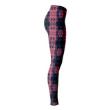 Soft Red and Black Design Shibori Tie Dye Vibes Pattern Leggings