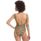 Psychedelic Colorful Retro Mandala Design Luxury Swimsuit