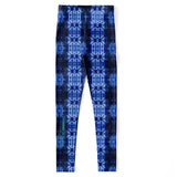 Deep Blue and Black Design Shibori Tie Dye Vibes Pattern Leggings