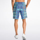 Light Blue Marble Exclusive Design on Men's Luxury Long Shorts