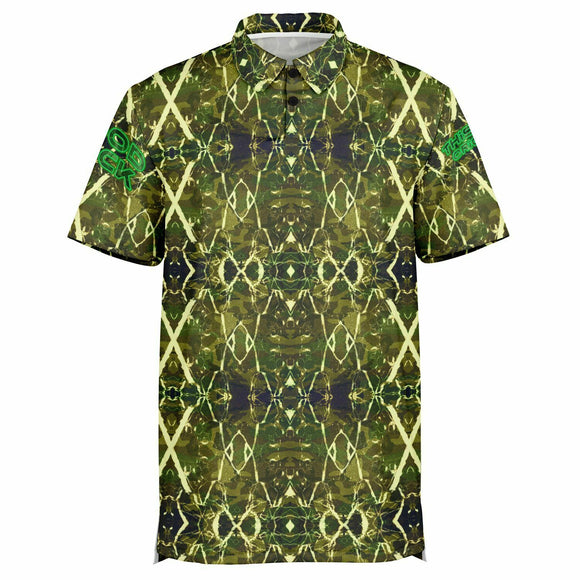 Dark Camouflage Design with Marbled Pattern Exclusive Golf Polo Shirt