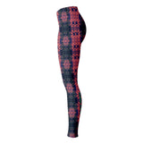Soft Red and Black Design Shibori Tie Dye Vibes Pattern Leggings