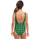 Retro Ultimate Jungle Neon Green Pattern Design on Luxury Swimsuit - AOP