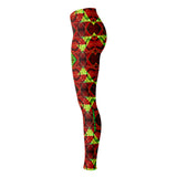 Geometric Luxury Neon Pattern with Perfect Dark Red Snake Skin Design Leggings