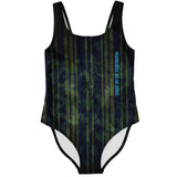Camouflage Army Deep Blue Pattern Design with Retro Stylish Stripes Luxury Swimsuit