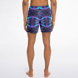 Neon Colors with Black Marble and Galaxy Design on Swim Trunks for Men's