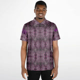 Dark Violet Camouflage Design with Ornamental Old School Pattern Exclusive Golf Polo Shirt