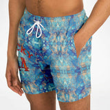 Light Blue Marble Exclusive Design on Swim Trunks for Men's