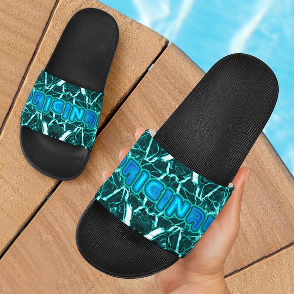 Ocean Blue and Black Luxury Marble Design by This is iT Original Slide Sandals
